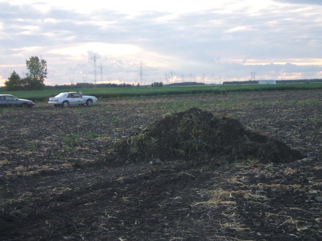 More cars and a pile of dirt