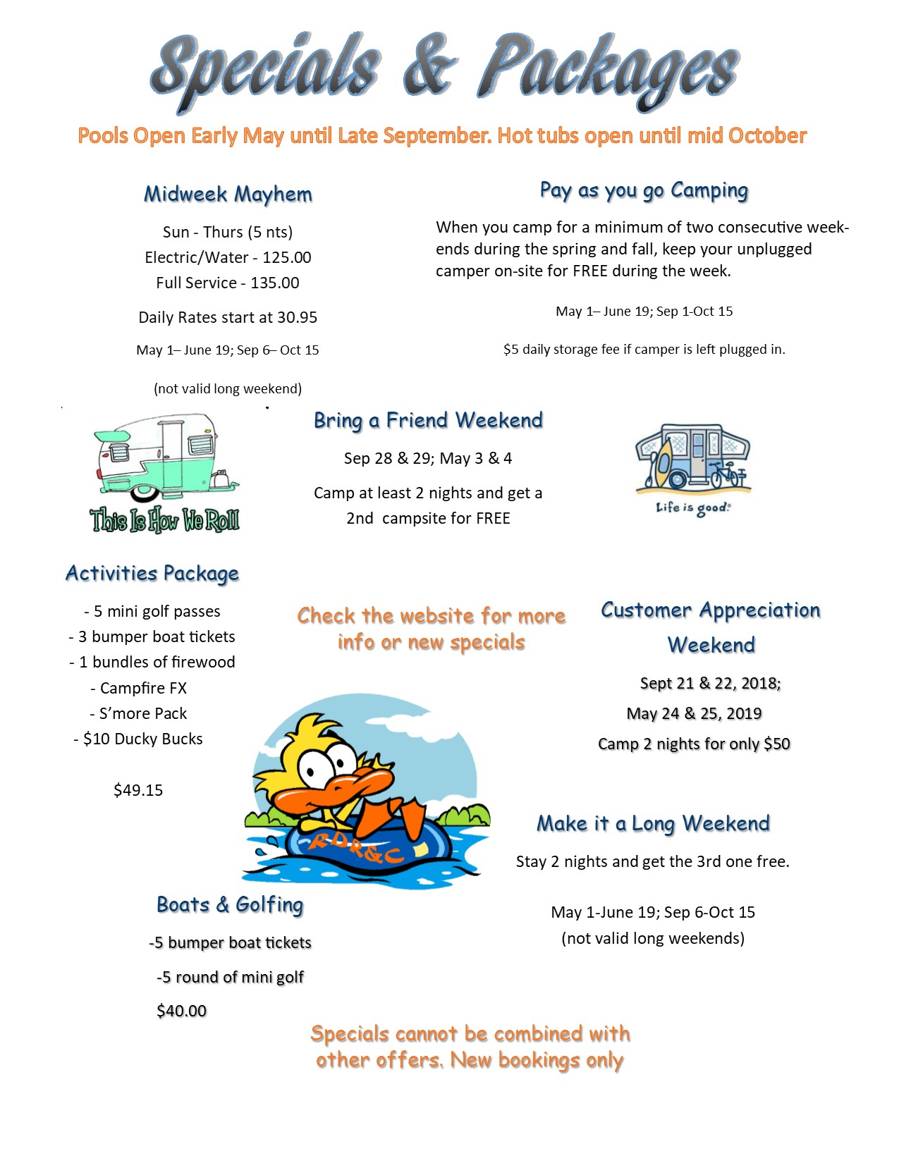 2018 camping specials